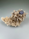 Calcite and Fluorite, Rosiclare Level, Minerva No. 1 Mine, Ozark-Mahoning Company, Cave-in-Rock District, Southern Illinois, Mined Aug. 1991, ex. William Mickols Collection, Small Cabinet, 3.5 x 6.0 x 10.0 cm, $125. Online 3/2.