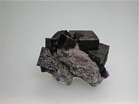 Fluorite on Quartz, Hill-Ledford Mine attr., Ozark-Mahoning Company, Cave-in-Rock District Southern Illinois, Mined ca. early 1960s, Noll Collection #CN2547, Miniature 4.0 x 6.0 x 7.5 cm, $250. Online 07/11. SOLD