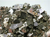 SOLD Pyrite on Calcite, Trepca Complex, Kosovska Municipality, near Mitrovica, Kosovo Small cabinet 3.5 x 5.5 x 7 cm $125. Mined 2012. Online 10/21