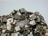SOLD Pyrite on Calcite, Trepca Complex, Kosovska Municipality, near Mitrovica, Kosovo Small cabinet 3.5 x 5.5 x 7 cm $125. Mined 2012. Online 10/21