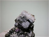 Galena on Quartz after Fluorite with Sphalerite, Sub-Rosiclare Level Deardorff Mine, Ozark-Mahoning Company, Cave-in-Rock District Southern Illinois, Mined ca. 1940s - 1950s, Noll Collection #CN1876, Miniature 4.5 x 5.5 x 8.0 cm, $150. Online 07/08.