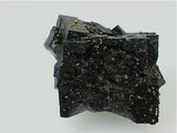 Chalcopyrite on Fluorite, Sub-Rosiclare Level, Lillie Pod, North-End, Denton Mine, Ozark-Mahoning Company, Harris Creek District, Southern Illinois, Mined c. 1983 - 1985, Tolonen Collection, Miniature 4.0 x 5.0 x 5.5 cm, $65.  Online 3/18. SOLD.