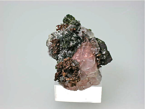 Calcite with Copper inclusions on Copper, Pewabic Lode, Quincy Mine, Lake Superior Copper District, Michigan Miniature 2.2 x 3.5 x 4.4 cm $250. online 11/30