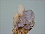 Fluorite on Barite, Oviedo Mine, Berbes, Spain, Mined ca. early 1980s, Kalaskie Collection #42-61, Miniature 2.0 x 3.5 x 4.0 cm, $280. Online 1/12.