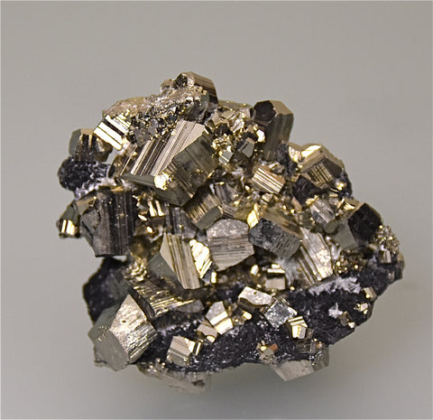 SOLD Pyrite, Mogila Mine, Deveti Septemvri Complex, Madan, Bulgaria, Miniature 3.5 x 4.5 x 5.5 cm $25. Online 4/4
