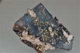 Pyrite and Calcite on Fluorite, Bethel Level attr. West Green Mine, Ozark-Mahoning Company, Cave-in-Rock District, Southern Illinois, Mined c. 1960's, Wayne Fowler Collection, Miniature 3.5 x 5.5 x 7.0 cm, $250.  Online 8/15.