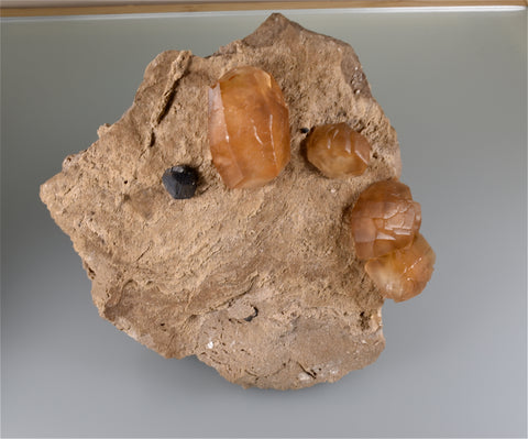 SOLD Calcite and Sphalerite, North Vernon Quarry, Jennings County, Indiana, Nathaniel Ludlum Collection, Large Cabinet  7.0 x 19.0 x 20.0 cm, $200.  Online 8/21