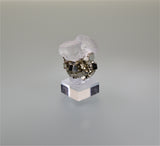 Fluorite with Pyrite, Huanzala, Peru, Ralph Campbell Collection, Miniature 3.0 x 3.5 x 4.0 cm, $125. Online 10/4.