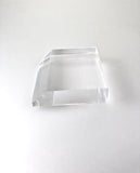 Angled Front Face Rectangle Acrylic Base 7/16 inch thick x 1 1/4 inch wide x 1 1/4 deep (bottom face) and 7/8 (top face), $5.00
