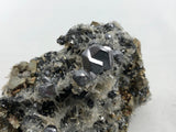Quartz and Pyrite on Galena, Gjurdurska Mine, Madan District, Bulgaria, Mined c. 2012, Miniature 4.5 x 5.0 x 7.5 cm, $35.  Online June 12.