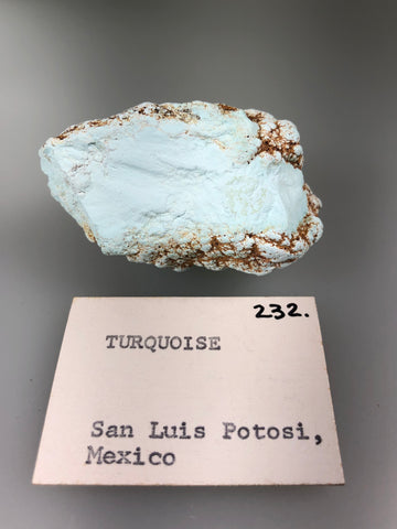 Turquoise, San Luis Potosi, Mexico, ex. Louis Lafayette Collection #232, Miniature 3.0 x 3.0 x 6.0 cm, $125. Online Nov. 17