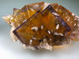 Calcite on Fluorite, Rosiclare Level, Minerva No. 1 Mine, Ozark-Mahoning Company, Cave-in-Rock District, Southern Illinois, Dr. David London Collection L-225, Mined 1994, Medium Cabinet 6 x 10 x 14 cm, $4500. Online Oct. 12