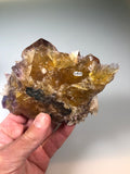 Calcite on Fluorite, Rosiclare Level, Minerva No. 1 Mine, Ozark-Mahoning Company, Cave-in-Rock District, Southern Illinois, Dr. David London Collection L-225, Mined 1994, Medium Cabinet 6 x 10 x 14 cm, $4500. Online Oct. 12
