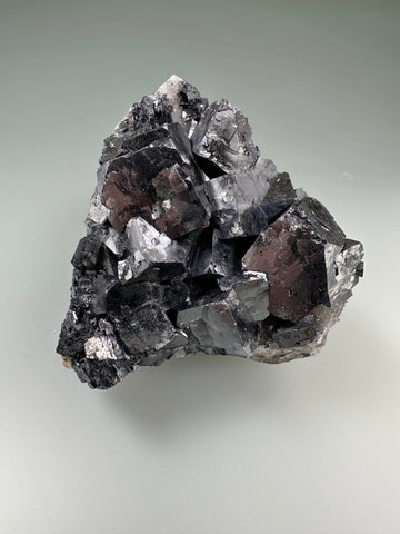 Galena and Fluorite on Quartz with Sphalerite, Sub-Rosiclare Level, W. L. Davis/Deardorff Mine, Ozark-Mahoning Co., Cave-in-Rock District, Southern Illinois, Mined c. 1960’s, ex. Roy Smith Collection, Miniature, 4.7 x 5.0 x 6.5 cm, $250. Online Dec. 12.