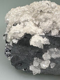 Calcite and Quartz on Galena, Sub-Rosiclare Level, W. L. Davis/Deardorff Mine, Ozark-Mahoning Company, Cave-in-Rock District, Southern Illinois, Mined c. 1960's, ex. Roy Smith Collection, Miniature, 4.0 x 4.2 x 7.5 cm, $200. Online Dec. 12.