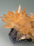 Calcite on Fluorite, Rosiclare Level, Minerva No. 1 Mine, Ozark-Mahoning Company, Cave-in-Rock District, Southern Illinois, Mined c. 1992-1993, ex. Roy Smith Collection, Small Cabinet 4.0 x 4.0 x 7.5 cm, $350. Online Dec. 14