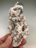 Benstonite on Calcite and Fluorite, Bethel Level, Minerva No. 1 Mine, Minerva Oil Company, Cave-in-Rock District, Southern Illinois, Mined c. 1960's, ex. Roy Smith Collection M966, Medium Cabinet 6.5 x 9.0 x 14.0 cm, $850. Online Dec. 14