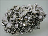 SOLD Calcite on Arsenopyrite, Trepca Complex, near Mitrovica, Kosovska Municipality, Kosovo, Mined 2014, Miniature 1.5 x 4.5 x 7.0 cm, $90.  Online 4/6/15.