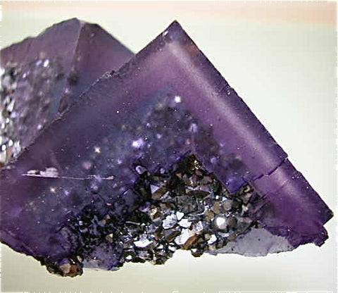 Fluorite with Galena, Sub-Rosiclare Level, Denton Mine, Ozark-Mahoning Company, Harris Creek District Southern Illinois, Mined August 1992, Sam & Ann Koster Collection #00753, Small Cabinet 3.5 x 7.0 x 10.5 cm, $450.  Online 3/4/15 SOLD.