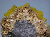 Smithsonite with Sphalerite, Rush Creek District, Marion County, Arkansas, Collected c. late 1970s, Dr. Perry & Anne Bynum Collection, Miniature 2.0 x 4.0 x 5.0 cm, $250.  Online 7/24.