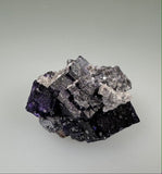 Fluorite and Galena with Barite and Quartz, Sub-Rosiclare Level, W.L. Davis-Deardorff Mine, Ozark-Mahoning Company, Cave-in-Rock District, Southern Illinois, Mined c. 1960s, ex. Ron Roberts Collection D-11, Miniature 3 x 3 x 4.5 cm, $95. Online 1/6.