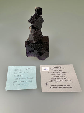 Fluorite, Sub-Rosiclare Level, Denton Mine, Ozark-Mahoning Company, Harris Creek District, Southern Illinois, Mined Feb. 1992, ex. William Mickols Collection 575, Small Cabinet, 2.0 x 4.0 x 9.0 cm, $250. Online 3/2.