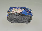 Linarite on Galena, Hansonburg District, New Mexico, ex. William Mickols Collection, Thumbnail, 0.8 x 0.8 x 1.7 cm, $10. Online 3/2.