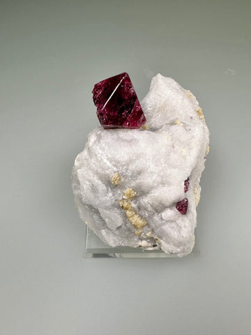 Spinel in Calcite, Mogok, Sagaing District, Mandalay Division, Myanmar (Burma), ex. WIlliam Mickols Collection WEM624, Miniature, 4 x 4.5 x 6 cm, $400. Online Oct. 9.