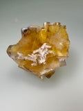 Calcite on Fluorite, Bethel Level, A. L. Davis Mine attr., Ozark-Mahoning Company, Cave-in-Rock District, Southern Illinois, Mined c. 1970s ex. Louis Lafayette Collection #43, Miniature 3.0 x 4.0 x 5.5 cm, $250. Online 10/9.