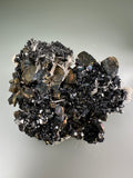 Chalcopyrite and Sphalerite with Calcite and Quartz, Angel Janakiev Mine, Madan District, Bulgaria, Mined 1997, ex. WIlliam Mickols Collection WEM620, Small Cabinet, 3.5 x 6 x 8 cm, $125. Online Oct. 9.