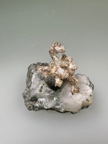 Silver in Quartz, Aztec Mine near Mass City, Lake Superior Copper District, Ontonagon County, Michigan, Miniature 3 x 3 x 3.5 cm, $300. Online Oct. 9.