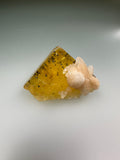 Calcite on Fluortie with Chalcopyrite Inclusions, Bethel Level, Annabel Lee Mine, Ozark-Mahoning Company, Harris Creek District, Southern Illinois, ex. Dave Mowery Collection, Miniature 2.5 x 4 x 5 cm, $250. Online Oct. 9.