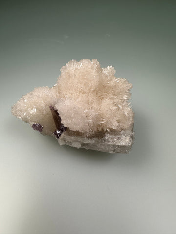 STRONTIANITE AND CELESTINE ON FLUORITE, Rosiclare Level, Minerva No. 1 Mine, Ozark-Mahoning Company, Cave-in-Rock Subdistrict, Mined ca. 1990, ex. Roy Smith Collection, Miniature 3 x 4.5 x 6.5 cm, $125. Online July 8.