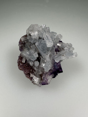 CELESTINE ON FLUORITE, Cadiz Level, Annabel Lee Mine, Ozark-Mahoning Company, Harris Creek Subdistrict, Mined 1989, ex. Roy Smith Collection, Miniature 3 x 4 x 4.5 cm, $375. Online July 8.