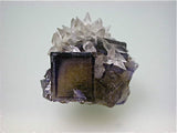 Calcite on Fluorite, Rosiclare Level Minerva #1 Mine, Ozark-Mahoning Company, Cave-in-Rock District, Southern Illinois, Mined ca. 1992-1993, Koster Collection #00164, Miniature 3.0 x 4.0 x 4.0 cm, $125. Online 03/04.  SOLD.