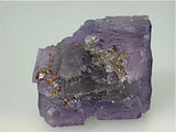 Fluorite with Calcite, Sub-Rosiclare Level, Bahama Pod, Denton Mine, Ozark-Mahoning Company, Harris Creek District, Southern Illinois, Mined c. 1993, Tolonen Collection, Small Cabinet 4.0 x 4.8 x 6.5 cm, $480.  Online 1/18 SOLD