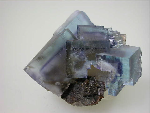 Fluorite and Sphalerite, Rosiclare Level Minerva #1 Mine, Ozark-Mahoning Company, Cave-in-Rock District, Southern Illinois, Mined c. 1991-1992, Tolonen Collection, Miniature 4.5 x 4.8 x 5.0 cm, $450.  Online 1/13. SOLD.