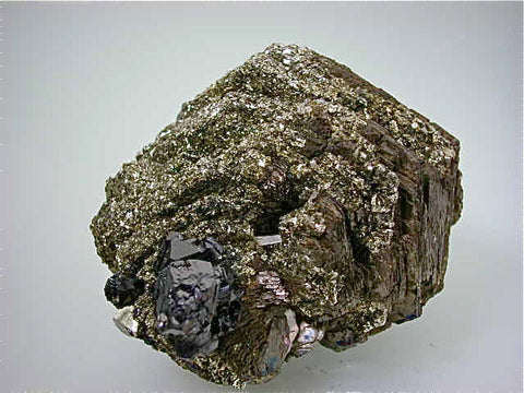 Pyrite on Pyrrhotite with Sphalerite, Trepca Complex, Kosovska Municipality, near Mitrovica, Kosovo Small cabinet 5.5 x 8 x 9cm $300. Mined 2014 Online 10/21 SOLD.