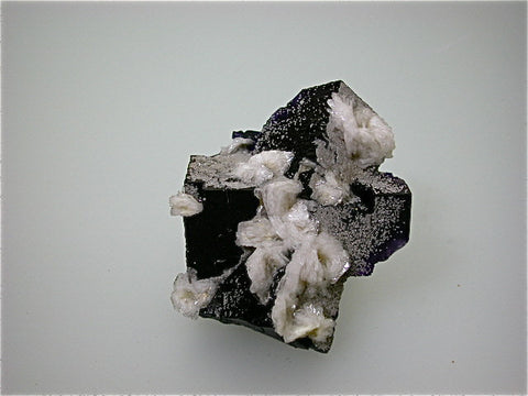 Barite on Fluorite, Sub-Rosiclare Level Annabel Lee Mine, Ozark-Mahoning Mining Company, Harris Creek District, S. Illinois, Mined c. 1989, Kalaskie Collection #42-125, Miniature 5.0 x 5.8 x 8.0 cm, $250. Online 1/14