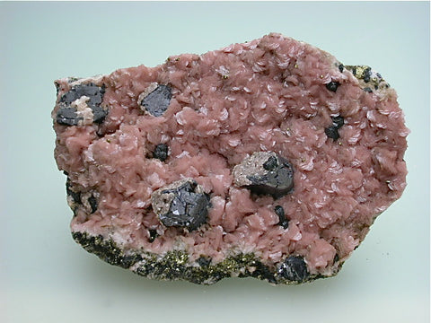 Rhodochrosite with Galena, Julia Fisk Mine, Leadville District, Lake County, Colorado, Jim Robison Collection, Small Cabinet  3.8 x 8.0 x 11.5 cm, $450.  Online 9/2.  SOLD.