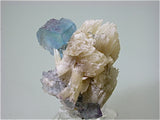 Fluorite with Calcite, Bethel Level Green Mine Complex attr., Ozark-Mahoning Company, Cave-in-Rock District Southern Illinois, Mined ca. 1960s, Noll Collection #CN1624, Miniature 6.0 x 6.5 x 7.0 cm, $200. Online 07/08. SOLD.