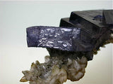 Fluorite and Calcite, Bethel Level Minerva #1 Mine, Ozark-Mahoning Company, Cave-in-Rock District, Southern Illinois, Mined c. 1994-1995, Tolonen Collection, Miniature 2.2 x 3.0 x 5.8 cm, $125.  Online 1/13.  SOLD.