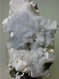 Celestite on Calcite and Fluorite, Sub-Rosiclare Level Annabel Lee Mine, Ozark-Mahoning Company, Harris Creek District Southern Illinois, Mined c. 1987, Tolonen Collection, Miniature 3.0 x 3.8 x 7.0 cm, $150.  Online 1/13. SOLD.