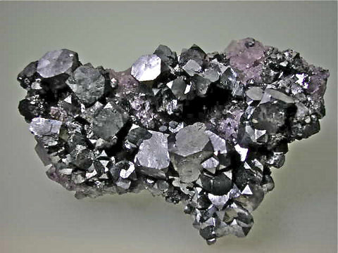Galena on Fluorite, Denton Mine, Ozark-Mahoning Company, Harris Creek District, Southern Illinois, Mined ca. late 1980's, Small Cabinet 3.0 x 5.5 x 9.5 cm, $125. Online 3/11.  SOLD.
