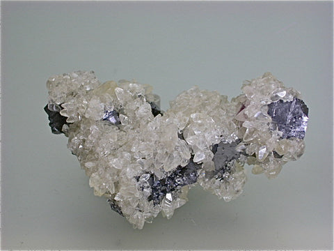 SOLD Calcite on Galena, attr. Rosiclare Level Main Orebody, Ozark-Mahoning Company, Harris Creek District, Southern Illinois, Mined ca. early 1980s, Noll Collection CN#1874, Small Cabinet 4.0 x 5.0 x 9.3 cm, $300. Online 7/21.
