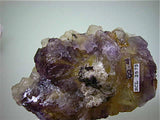 Calcite on Fluorite, Rosiclare Level Main Orebody Denton Mine, Ozark-Mahoning Company, Harris Creek District, Southern Illinois, Mined August 1980, Miniature 3.5 x 4.5 x 8.0 cm, $450. Online 03/07.  SOLD.