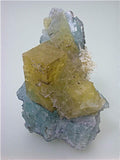 Calcite on Fluorite, Bethel Level, Annabel Lee Mine, Ozark-Mahoning Company, Harris Creek District, Southern Illinois, Mined c. 1986-1988, Tolonen Collection, Medium Cabinet 5.5 x 7.5 x 12.0 cm $450. SOLD