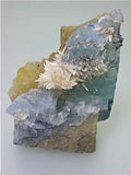 Calcite on Fluorite, Bethel Level, Annabel Lee Mine, Ozark-Mahoning Company, Harris Creek District, Southern Illinois, Mined c. 1986-1988, Tolonen Collection, Medium Cabinet 5.5 x 7.5 x 12.0 cm $450. SOLD