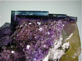Fluorite with Barite, Rosiclare Level Minerva #1 Mine, Ozark-Mahoning Company, Cave-in-Rock District, Southern Illinois, Mined ca. 1990-1992, Koster Collection #00247, Small Cabinet 6.0 x 6.5 x 9.0 cm, $1500. Online 03/07.  SOLD.