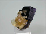 Calcite on Fluorite, Sub-Rosiclare Level, Bahama Pod, Denton Mine, Ozark-Mahoning Company, Harris Creek District, Southern Illinois, Mined March 1992, Kalaskie Collection #42-194, Miniature 3.3 x 3.5 x 4.0 cm, $250.  Online 11/8